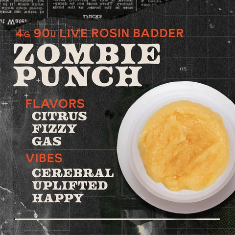 Zombie Punch Badder Live Rosin Concentrate, as Sunburn's menu shows it