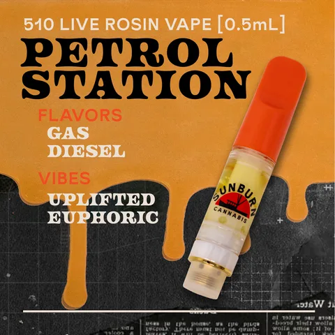 Petrol Station - Live Rosin Cartridge, as Sunburn's menu shows it