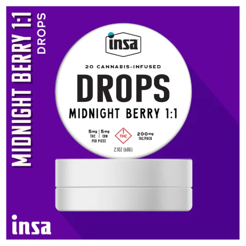 Drops/Chews - Midnight Berry 1:1 (THC:CBN) - (20 Chews)