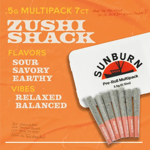 Zushi Shack - Pre Rolls, as Sunburn's menu shows it