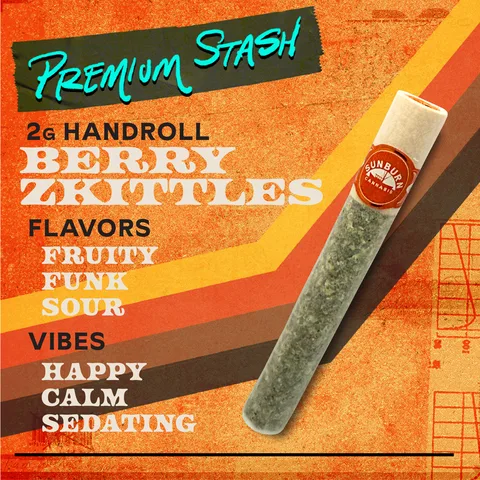 Berry Zkittles - Handrolled Pre-roll, as Sunburn's menu shows it