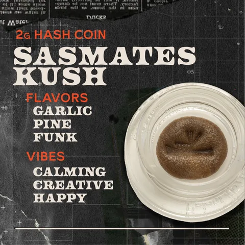 Sasmates Kush - Hash Coins Concentrate, as Sunburn's menu shows it
