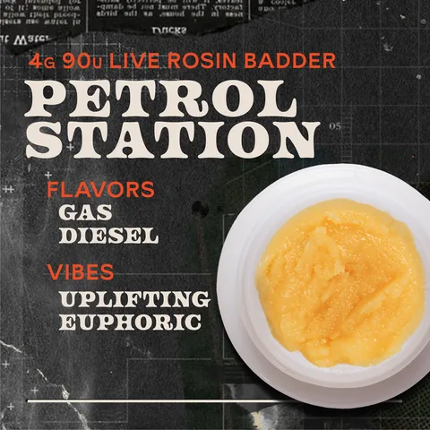 Petrol Station Badder Live Rosin Concentrate, as Sunburn's menu shows it