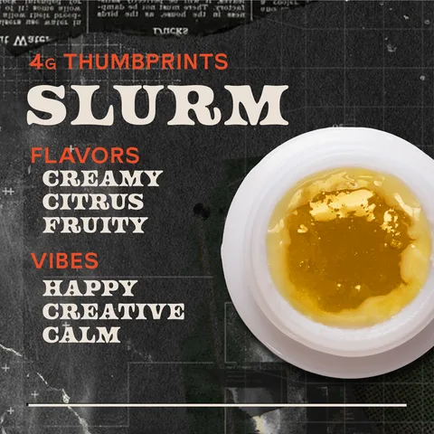 Slurm Live Rosin Live Rosin - Thumbprints Concentrate, as Sunburn's menu shows it