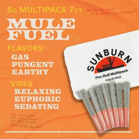 Mule Fuel - Pre Rolls, as Sunburn's menu shows it