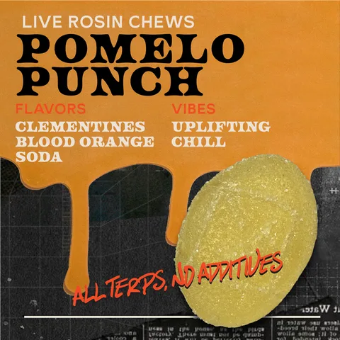 Pomelo Punch - Live Rosin Chews, as Sunburn's menu shows it