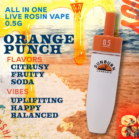 Orange Punch Live Rosin AIO, as Sunburn's menu shows it